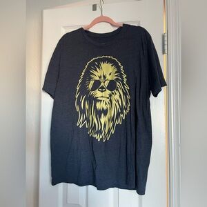 Star Wars Chewbacca Screenprinted Tshirt Heather Navy Size XL